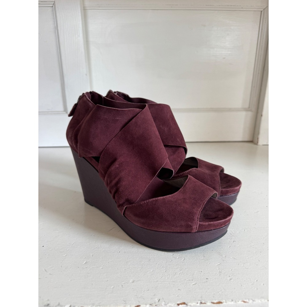 Eileen Fisher purple Nubuck suede Platform wedges size 8